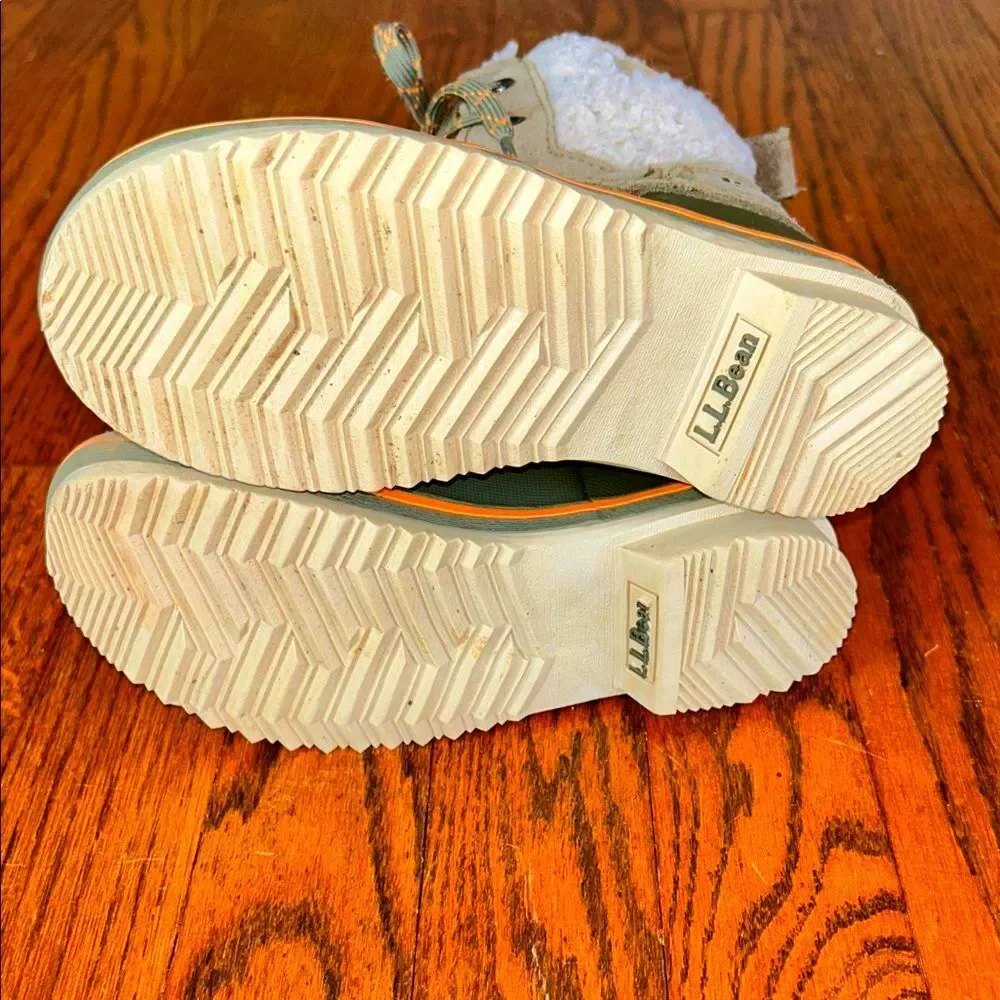 L.L. Bean Kids Boots Toddler Size 11 BoysOlive Green Tan Sherpa Snow Rain Shoes